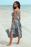 Farm Rio Square-Neck Asymmetrical Cutout Tiered Midi Dress