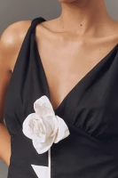Farm Rio Linen Blend V-Neck Rosette Mini Dress