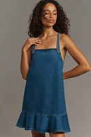 Pilcro Square-Neck Denim Mini Dress