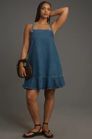 Pilcro Square-Neck Denim Mini Dress