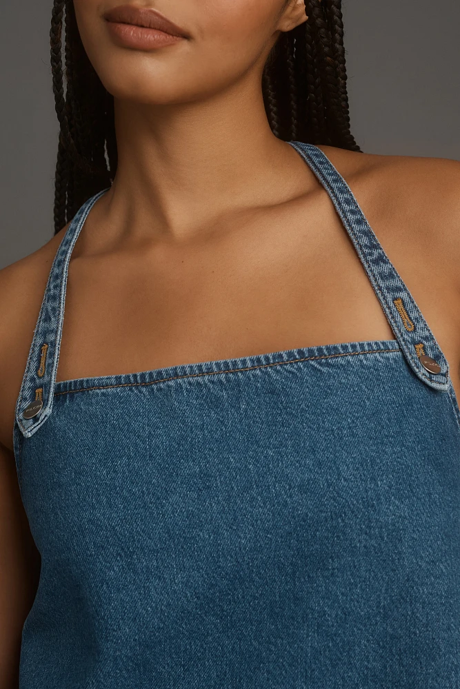 Pilcro Square-Neck Denim Mini Dress