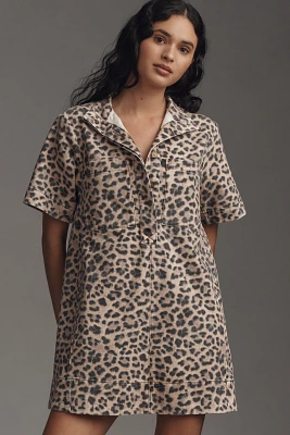 The Jeannie Short-Sleeve A-Line Mini Dress by Maeve: Leopard Edition