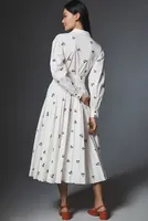 Hunter Bell Long-Sleeve Printed Pleated Midi Dress