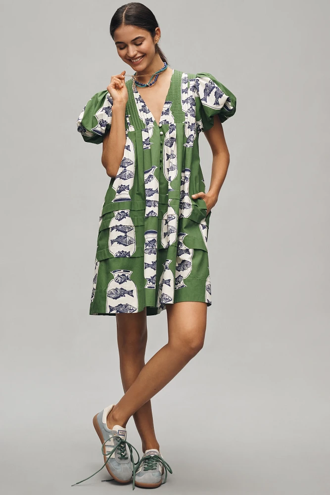 Hunter Bell Wilkes Puff-Sleeve Babydoll Dress