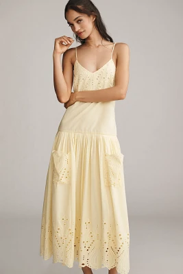 Hunter Bell Martin Eyelet Drop-Waist Midi Dress