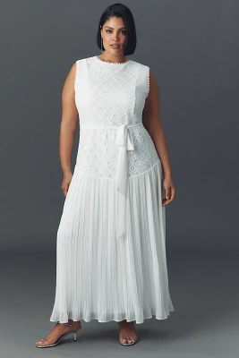 Arose Studio Allison Sleeveless Lace Pleated Maxi Dress