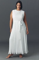 Arose Studio Allison Sleeveless Lace Pleated Maxi Dress