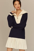 Flat White Varsity Sweater Twofer Mini Dress