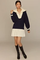 Flat White Varsity Sweater Twofer Mini Dress