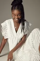By Anthropologie V-Neck Ruffled Tiered Babydoll Dress