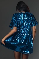 The Emmy Short-Sleeve Swing Mini Dress by Maeve: Sequin Edition