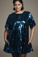 The Emmy Short-Sleeve Swing Mini Dress by Maeve: Sequin Edition