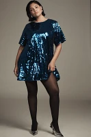 The Emmy Short-Sleeve Swing Mini Dress by Maeve: Sequin Edition