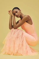 BLITHE Knit Tulle Sleeveless Maxi Dress