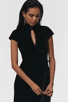 SAU LEE Vanessa Keyhole Velvet Midi Dress