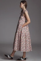 The Helena Square-Neck Smocked Tiered Midi Dress