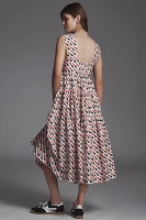 The Helena Square-Neck Smocked Tiered Midi Dress