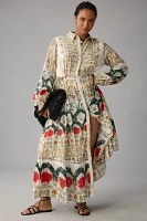 By Anthropologie Printed Buttondown Midi Shirt Dress