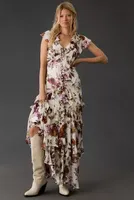 By Anthropologie V-Neck Tiered Ruffle Dress