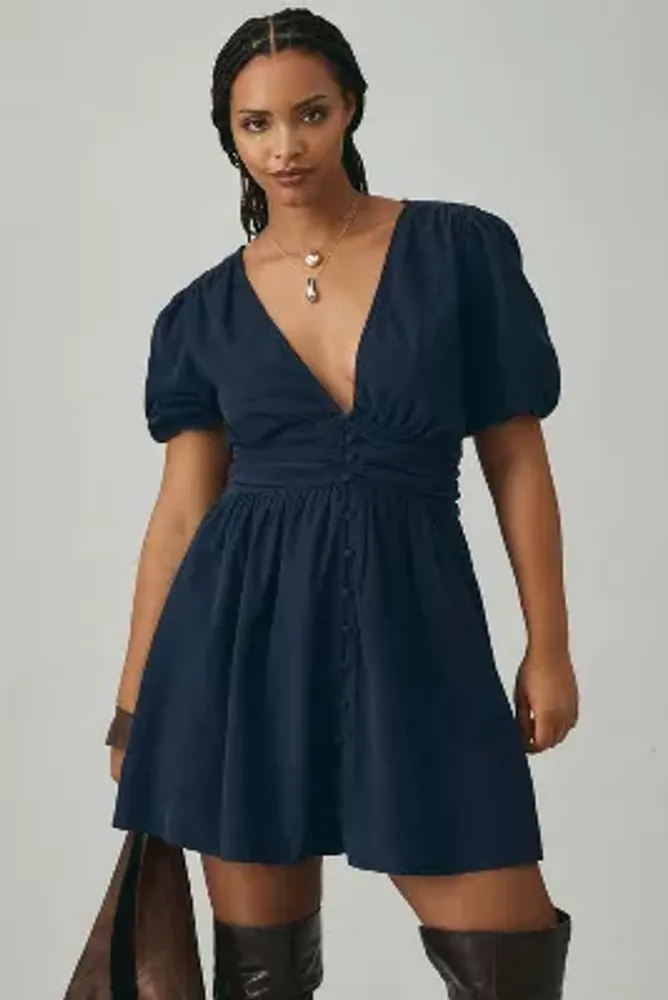 The Katerina Button-Front Mini Dress: Corduroy Edition