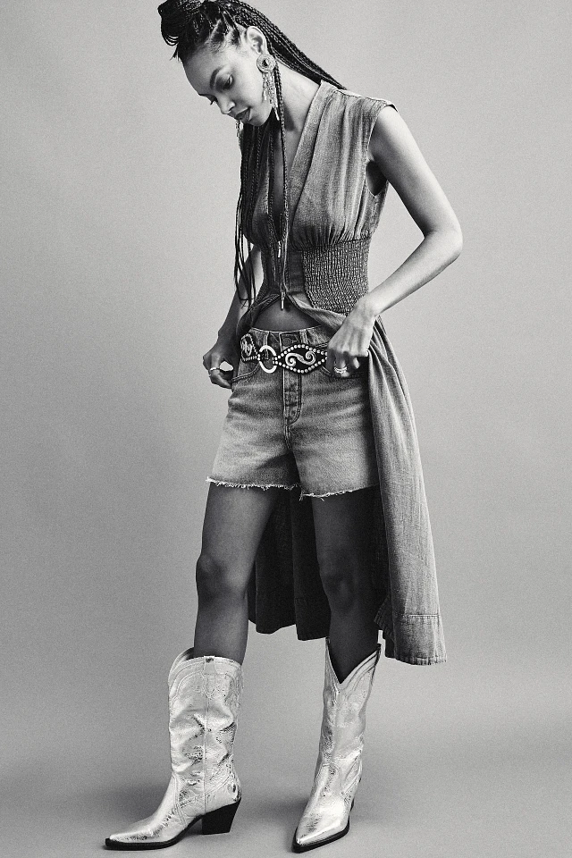 By Anthropologie The Tommie Cap-Sleeve Smocked Front-Zip Shirt Dress: Denim Edition | Hawthorn Mall By Anthropologie The Tommie Cap-Sleeve Smocked Front-Zip Shirt Dress: Denim Edition | Hawthorn Mall