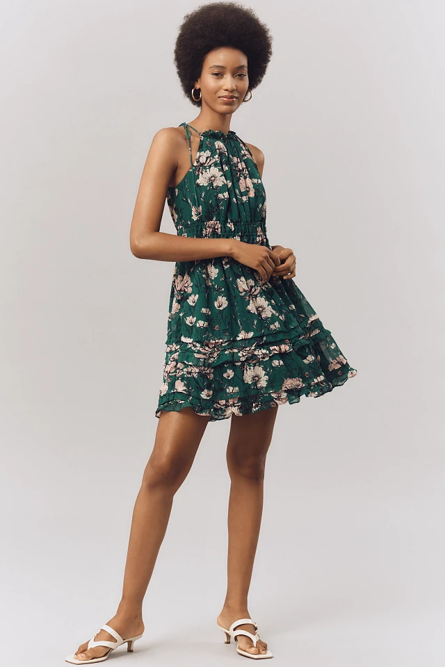 anthropologie somerset halter dress Anthropologie The Somerset Maxi Dress Halter Edition Blue Floral Size XL  NWT