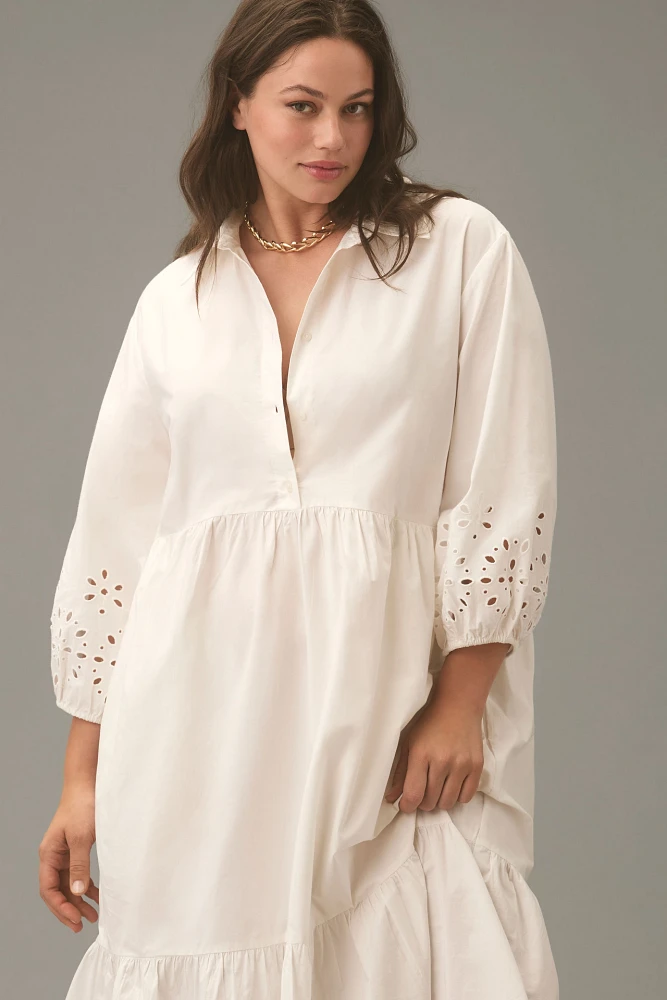 The Bettina Tiered Shirt Dress by Maeve: Eyelet Edition