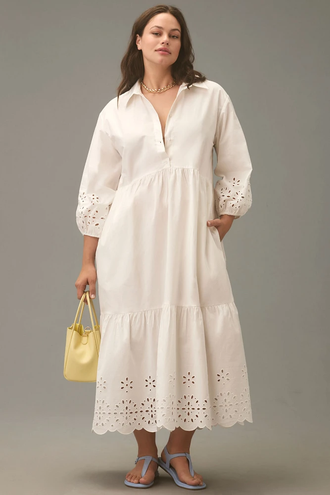 The Bettina Tiered Shirt Dress by Maeve: Eyelet Edition