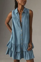 Pilcro Sleeveless Flounce Mini Shirt Dress