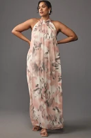 Maeve Halter Sheer Printed Maxi Dress