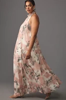 Maeve Halter Sheer Printed Maxi Dress