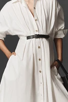 By Anthropologie Pleated Buckle Midi Shirt Dress