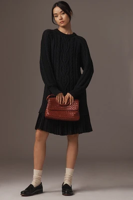 By Anthropologie Twofer Cable-Knit Sweater Mini Dress