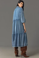 The Bettina Tiered Shirt Dress by Maeve: Denim Edition