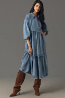 The Bettina Tiered Shirt Dress by Maeve: Denim Edition