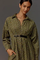 By Anthropologie Belted Corduroy Midi Shirt Dress