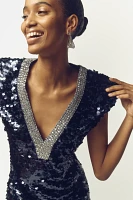 By Anthropologie Sleeveless V-Neck Sequin Mini Dress