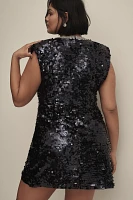 By Anthropologie Sleeveless V-Neck Sequin Mini Dress