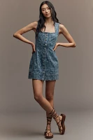 Good American Sleeveless Button-Front Power Stretch Denim Mini Dress