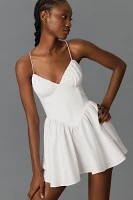 Good American Sleeveless V-Neck Poplin Babydoll Mini Dress