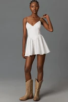 Good American Sleeveless V-Neck Poplin Babydoll Mini Dress