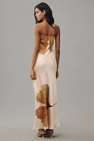 The Fleur Strapless Satin Maxi Slip Dress