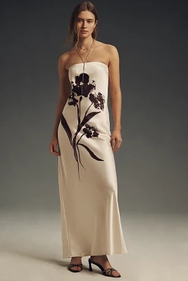 The Fleur Strapless Satin Maxi Slip Dress