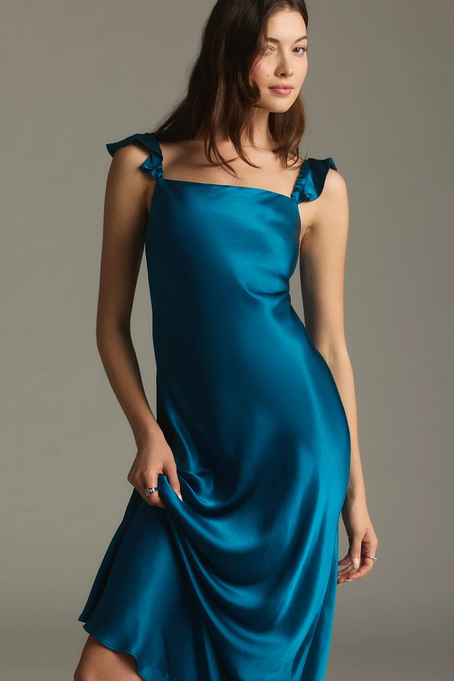 anthropologie blue silk dress Moulinette Soeurs Anthropologie Size 6 Blue Silk Lace Dress Blue / 6