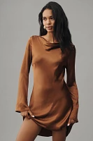 By Anthropologie Long-Sleeve Cowl-Neck Mini Dress