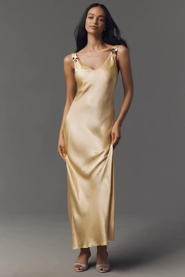 By Anthropologie Sleeveless V-Neck Midi Slip Dress