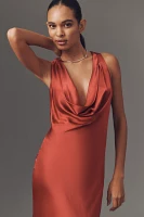 The Gracie Cowl-Neck Satin Slip Maxi Dress