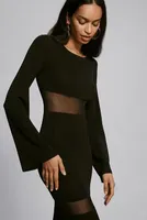 Ronny Kobo Long-Sleeve Sheer Slim Maxi Dress