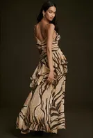 Ronny Kobo Ruffled Printed Maxi Dress