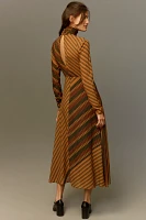 Ronny Kobo Noven Long-Sleeve Mock-Neck Silk Mesh Maxi Dress